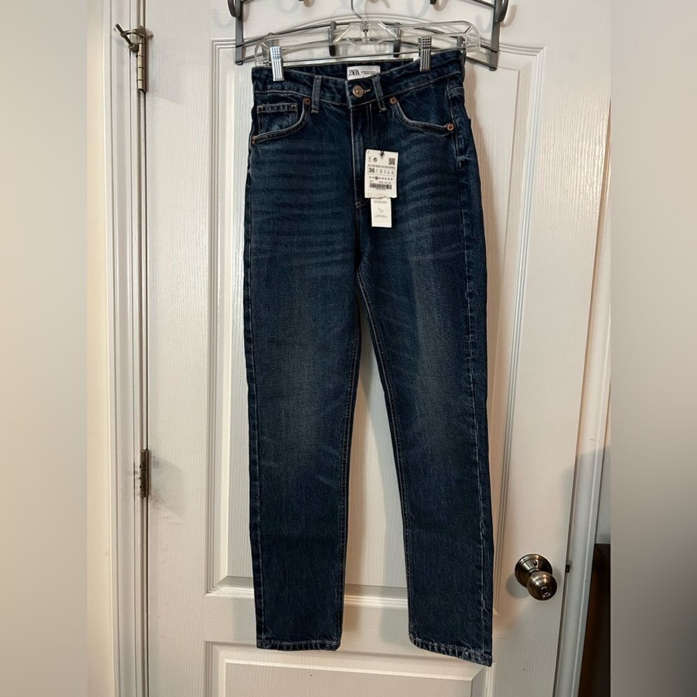 Zara high rise‎ ankle length jeans slim women’s US size 4 classic blue denim NWT